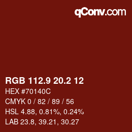 カラーコード: RGB 112.9 20.2 12 | qconv.com