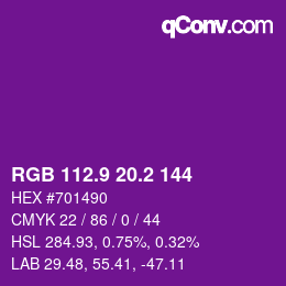 カラーコード: RGB 112.9 20.2 144 | qconv.com
