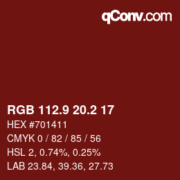 カラーコード: RGB 112.9 20.2 17 | qconv.com