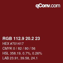 カラーコード: RGB 112.9 20.2 23 | qconv.com