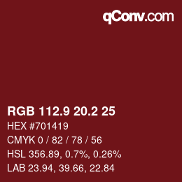 Color code: RGB 112.9 20.2 25 | qconv.com