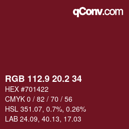 Color code: RGB 112.9 20.2 34 | qconv.com