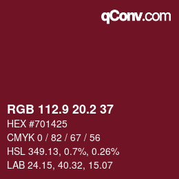 カラーコード: RGB 112.9 20.2 37 | qconv.com