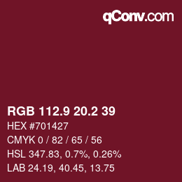 Color code: RGB 112.9 20.2 39 | qconv.com
