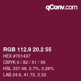 カラーコード: RGB 112.9 20.2 55 | qconv.com