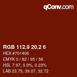Color code: RGB 112.9 20.2 6 | qconv.com