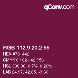 カラーコード: RGB 112.9 20.2 66 | qconv.com