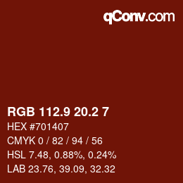 カラーコード: RGB 112.9 20.2 7 | qconv.com