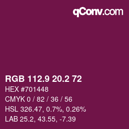 カラーコード: RGB 112.9 20.2 72 | qconv.com