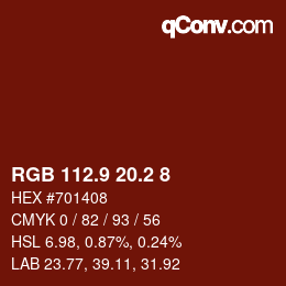 カラーコード: RGB 112.9 20.2 8 | qconv.com
