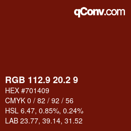 カラーコード: RGB 112.9 20.2 9 | qconv.com