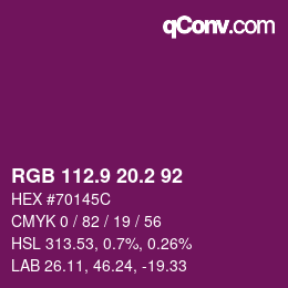 カラーコード: RGB 112.9 20.2 92 | qconv.com