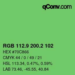 カラーコード: RGB 112.9 200.2 102 | qconv.com