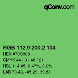 カラーコード: RGB 112.9 200.2 104 | qconv.com