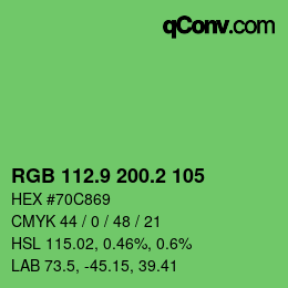 カラーコード: RGB 112.9 200.2 105 | qconv.com