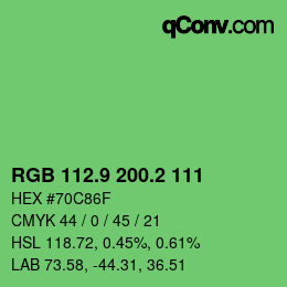 カラーコード: RGB 112.9 200.2 111 | qconv.com