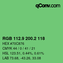 カラーコード: RGB 112.9 200.2 118 | qconv.com