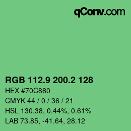 カラーコード: RGB 112.9 200.2 128 | qconv.com