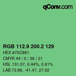 カラーコード: RGB 112.9 200.2 129 | qconv.com