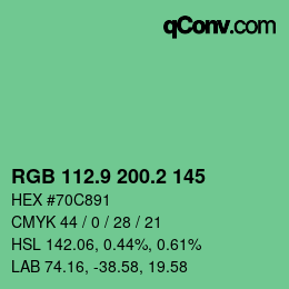 カラーコード: RGB 112.9 200.2 145 | qconv.com