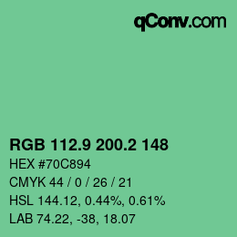 カラーコード: RGB 112.9 200.2 148 | qconv.com