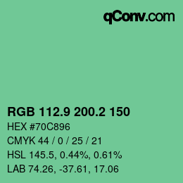 カラーコード: RGB 112.9 200.2 150 | qconv.com