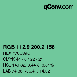 カラーコード: RGB 112.9 200.2 156 | qconv.com