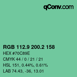 カラーコード: RGB 112.9 200.2 158 | qconv.com