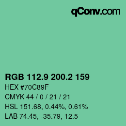 カラーコード: RGB 112.9 200.2 159 | qconv.com