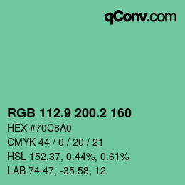 カラーコード: RGB 112.9 200.2 160 | qconv.com