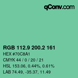 カラーコード: RGB 112.9 200.2 161 | qconv.com
