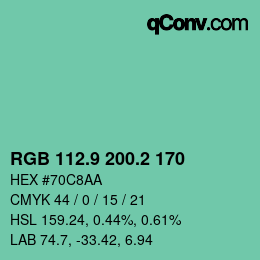 カラーコード: RGB 112.9 200.2 170 | qconv.com