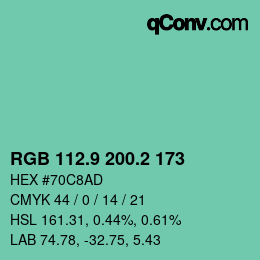Color code: RGB 112.9 200.2 173 | qconv.com