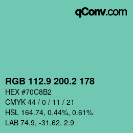Color code: RGB 112.9 200.2 178 | qconv.com
