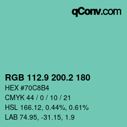 カラーコード: RGB 112.9 200.2 180 | qconv.com
