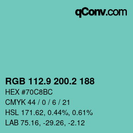 Farbcode: RGB 112.9 200.2 188 | qconv.com