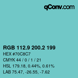 カラーコード: RGB 112.9 200.2 199 | qconv.com