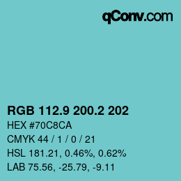 Color code: RGB 112.9 200.2 202 | qconv.com