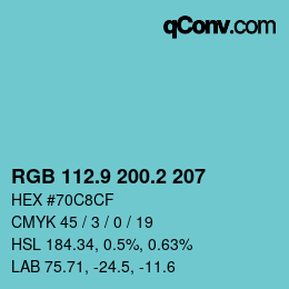 Color code: RGB 112.9 200.2 207 | qconv.com