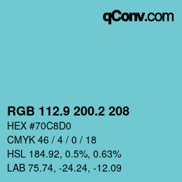 Color code: RGB 112.9 200.2 208 | qconv.com