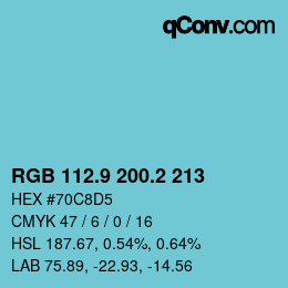 Farbcode: RGB 112.9 200.2 213 | qconv.com
