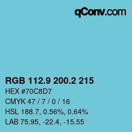 カラーコード: RGB 112.9 200.2 215 | qconv.com