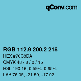 Color code: RGB 112.9 200.2 218 | qconv.com