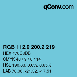 カラーコード: RGB 112.9 200.2 219 | qconv.com