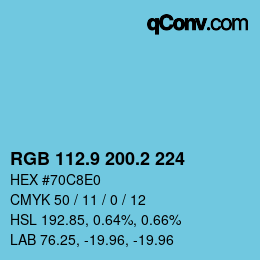 カラーコード: RGB 112.9 200.2 224 | qconv.com