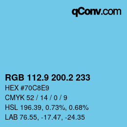 Farbcode: RGB 112.9 200.2 233 | qconv.com