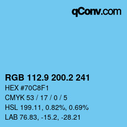 Farbcode: RGB 112.9 200.2 241 | qconv.com
