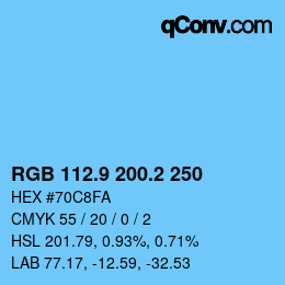 Color code: RGB 112.9 200.2 250 | qconv.com