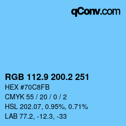 Color code: RGB 112.9 200.2 251 | qconv.com