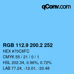 Color code: RGB 112.9 200.2 252 | qconv.com